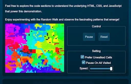 Random Walk browser demo screenshot.